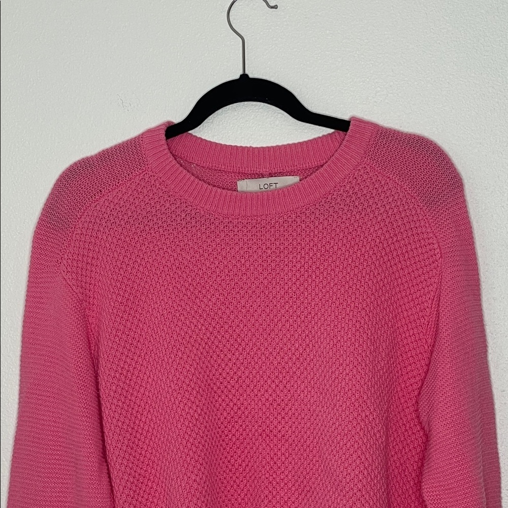 Loft Pointelle Raglan Stitch Knit Sweater - Picture 3 of 10